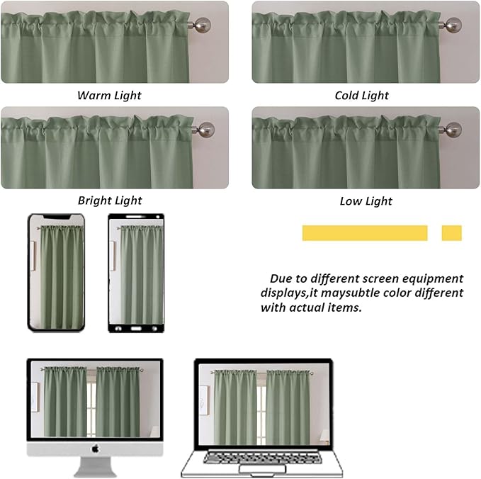 Chyhomenyc Sage Green Curtains 108 Inch Length 2 Panels Set, Faux Linen Textured Semi Light Filtering Soft Airy Farmhouse Curtain Drapes for Living Room Bedroom, Each 60Wx108L