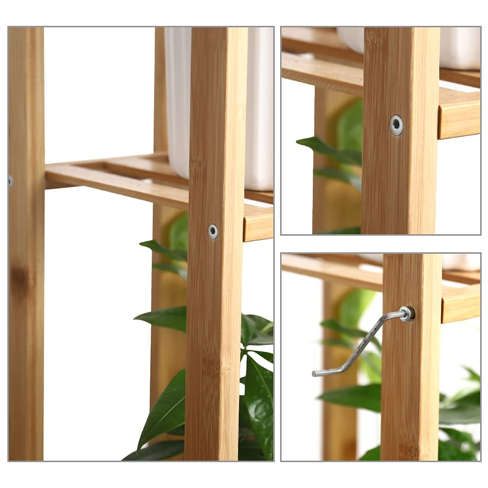 Nandae Bamboo Plant Stand Rack 6 Tier 7 Potted Indoor&Outdoor Multiple Stand Shelf Display Stand for Garden, Living Room, Balcony and Courtyard