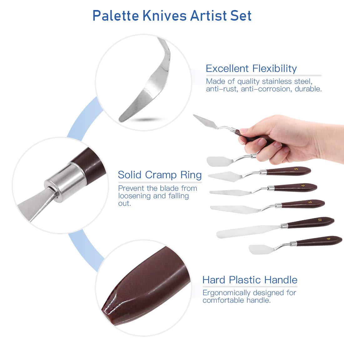 Glarks 9Pcs 3D Printer Accessories 3D Print Removal Tool Shovel Tool Set, Stainless Steel 3D Printer Spatula Palette Knife with Sturdy Wooden Handle to Remove Models from 3D Printers