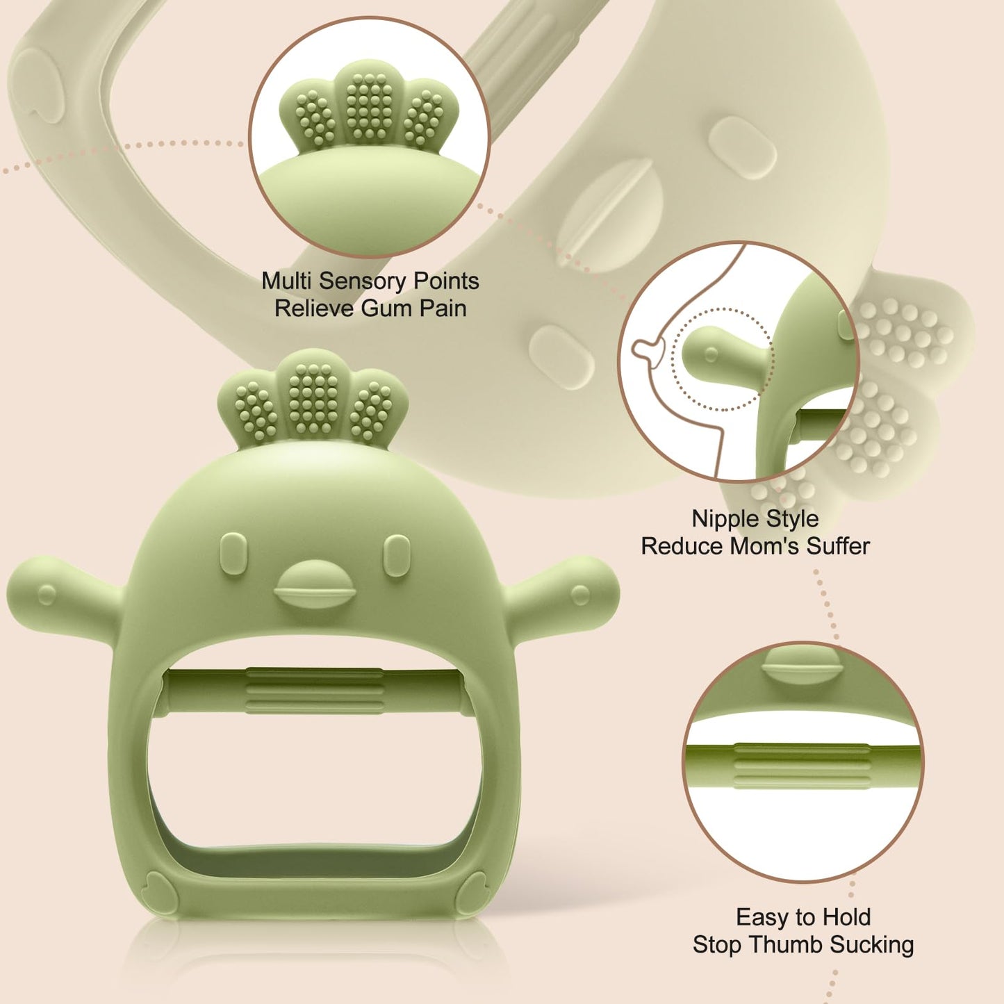 TOHIBEE Baby Montessori Sensory Teething Toys + Baby Teething Mitten for 0-6 6-12 Months