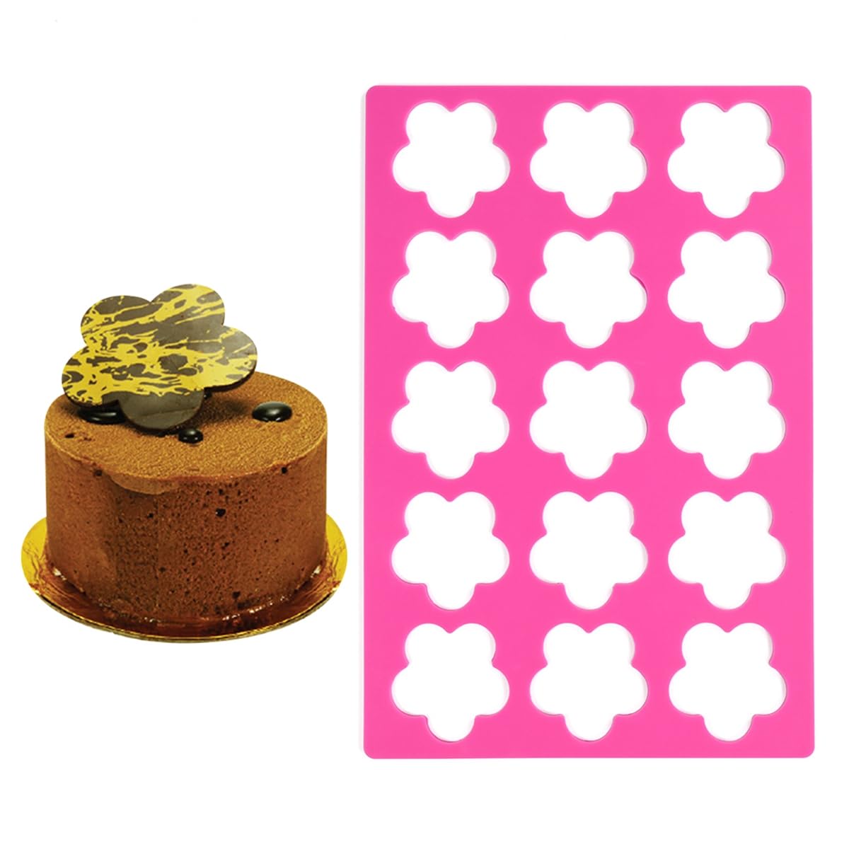 mostsom 3D Hollow Out Lace Mold Triangle Shape Chocolate Mold Silicone Mould Sugarcraft Cake Decorating Tool For DIY Dessert Decoration (C_ Flower)