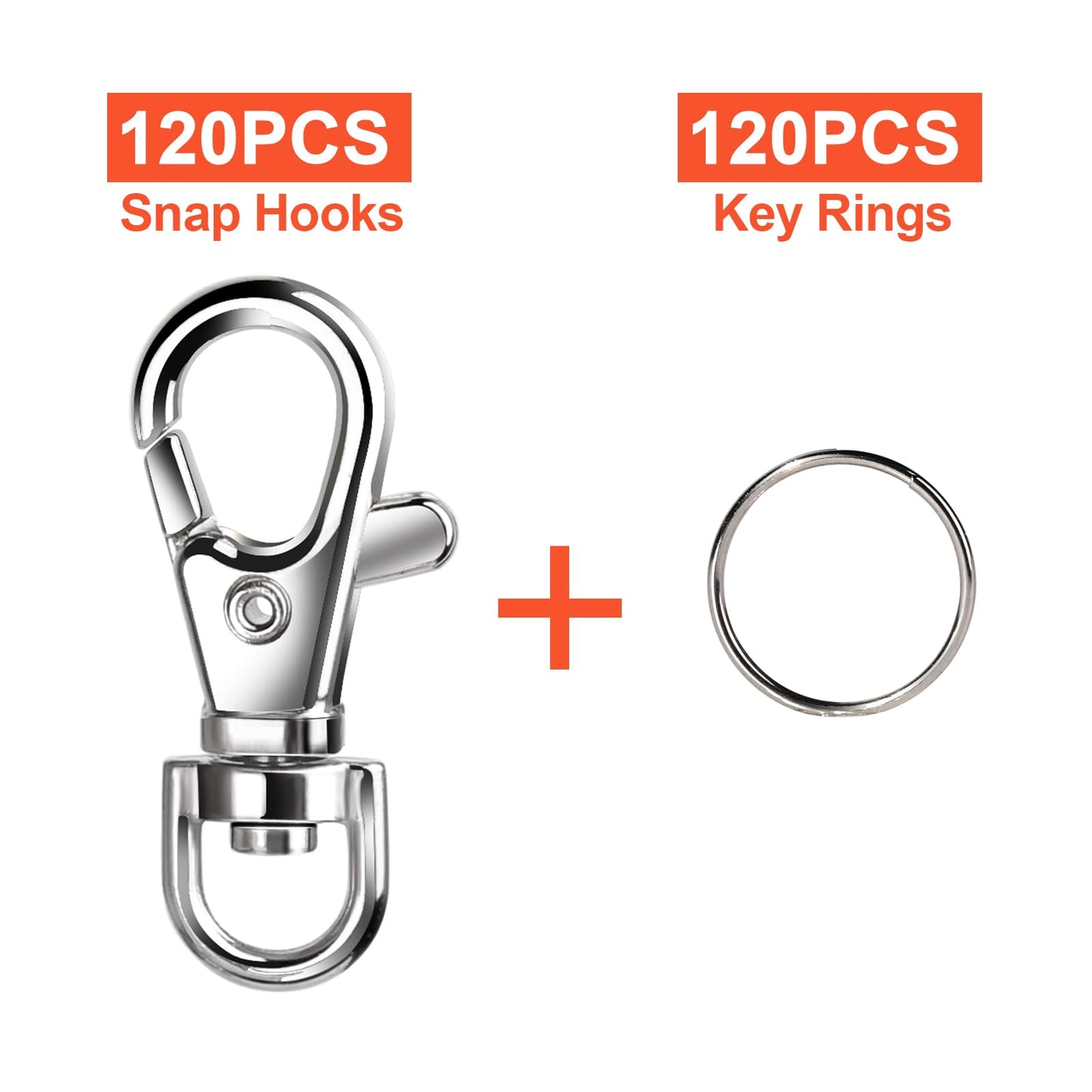 LEOBRO 240PCS Lobster Claw Clasps and Key Rings, Keychain Making Kit, 120PCS Keychain Clips and 120PCS Key Chain Ring, for Keychains, Lanyard, Jewelry Making, Art Crafts, Silver