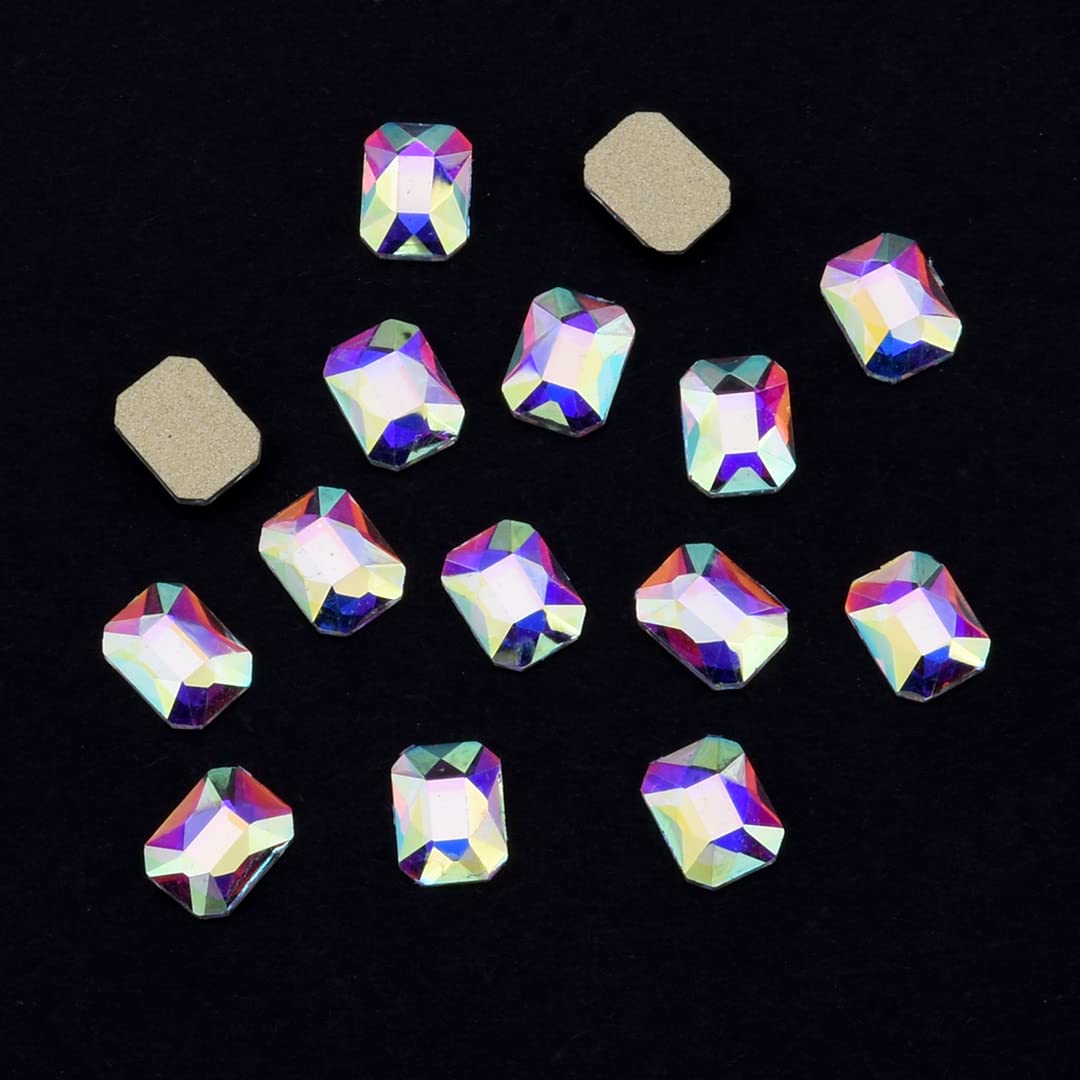 Tisslan 100pcs Big and Small Geometrical Rectangle Shape Glass Crystal Ab Flatback Nail Diamond Rhinestone Charms Mix Each 50pcs