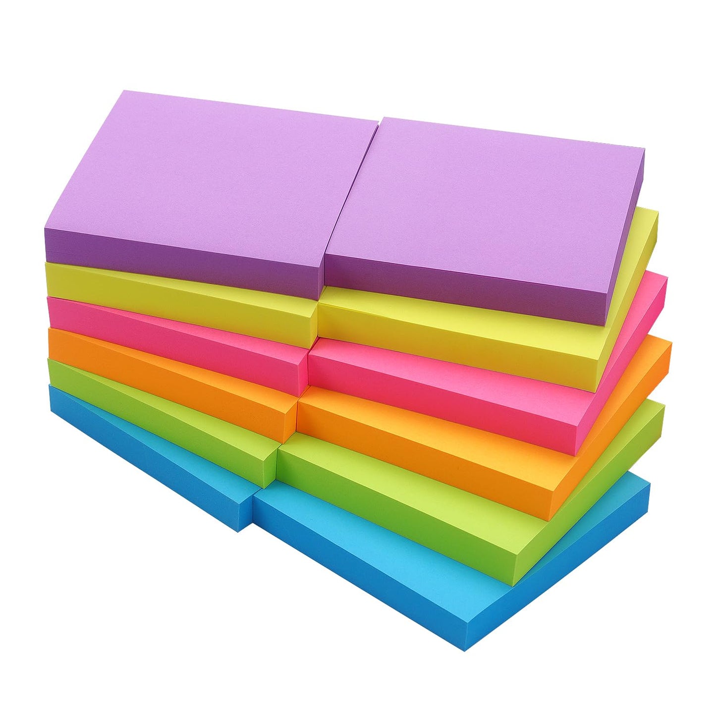 Sticky Notes 3x3 inch, Bright Colors Self-Stick Pads, 12 Pads/Pack, 100 Sheets/Pad, Total 1200 Sheets