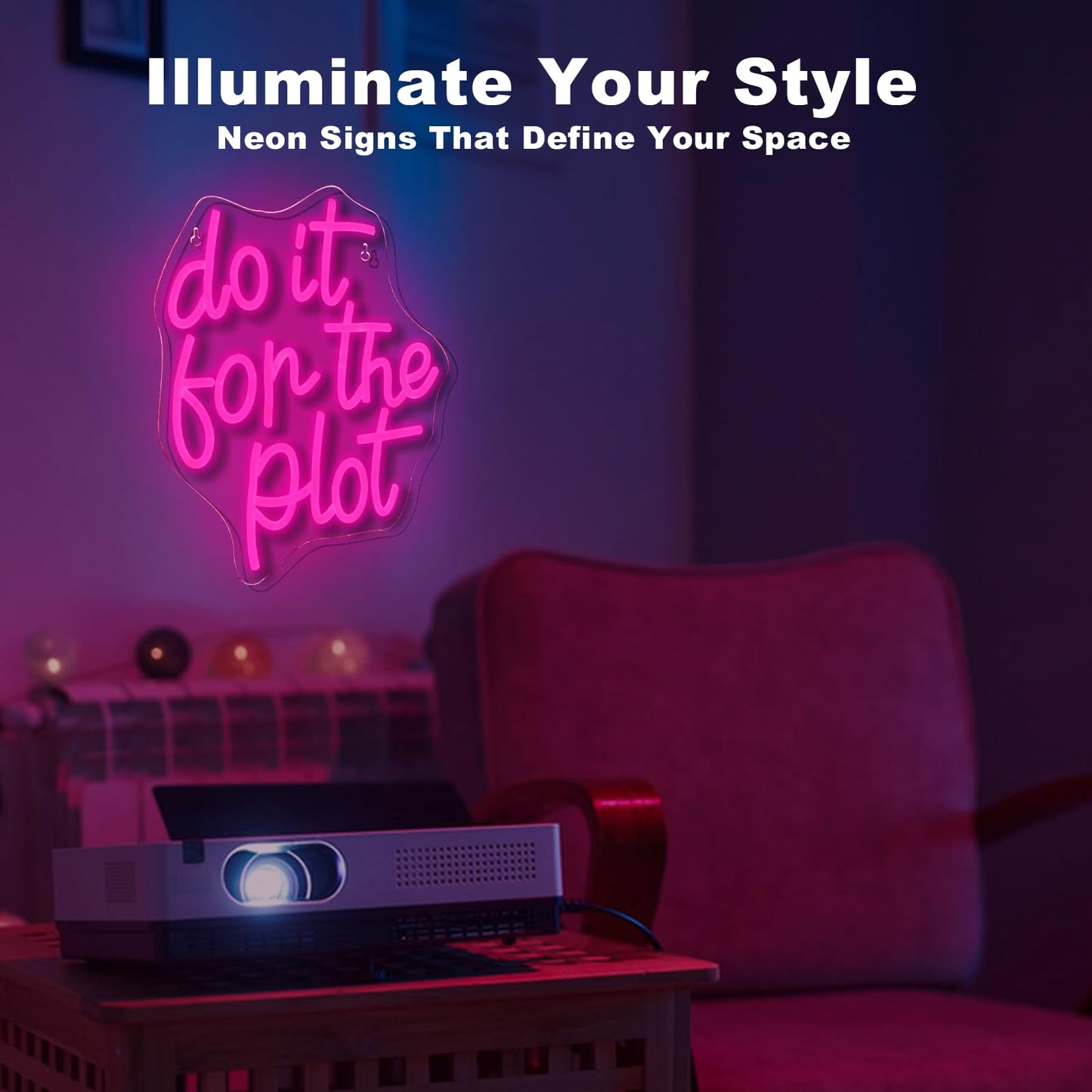 Do It for Plot Neon Light Dimmable LED Neon Sign for Wall Decor USB Powered Light Up Signs Pink LED Light for Drama Lover Party Gift Bedroom Movie Night