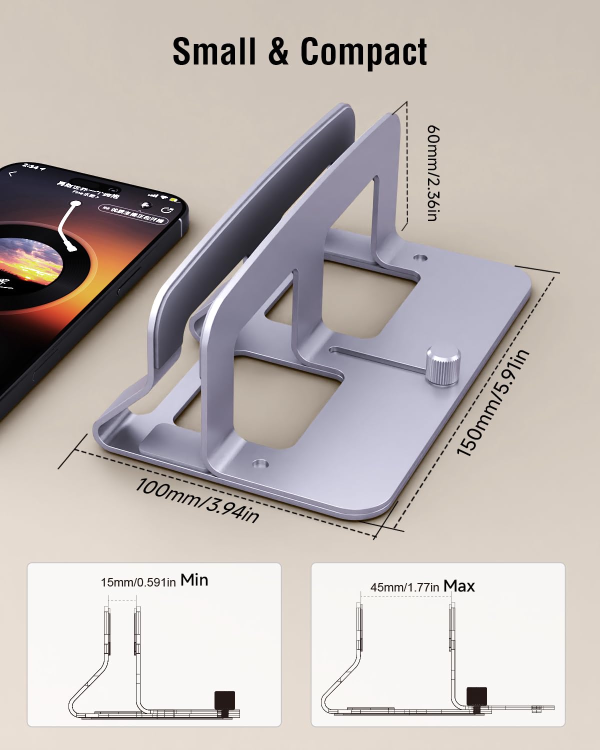 SENZANS Laptop Stand for Desk, Vertical Laptop Riser Holder Compatible with MacBook Air/Pro, Metal Computer Laptop Stand for Office Home, Fits Mac mini Tablets MacBook Dell HP Up to 17", Silver