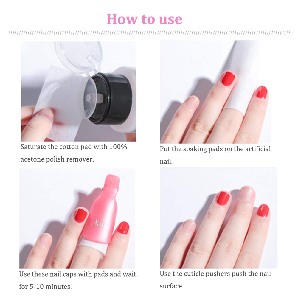 IRCHLYN Nail Polish Remover Clips, 100 Pcs Acrylic Nail Clips Caps for Remover Cleaner Tool (10 Colors)