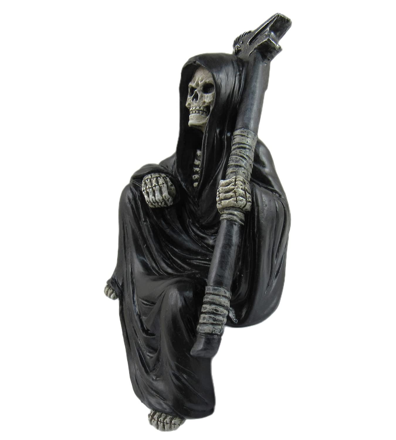 DWK " Nothing But Time Grim Reaper Book Shelf Figurine Sitter | Bookshelf Décor for Home | Skull Goth Decorations | Home Office Décor | Figurines and Statues - 5"