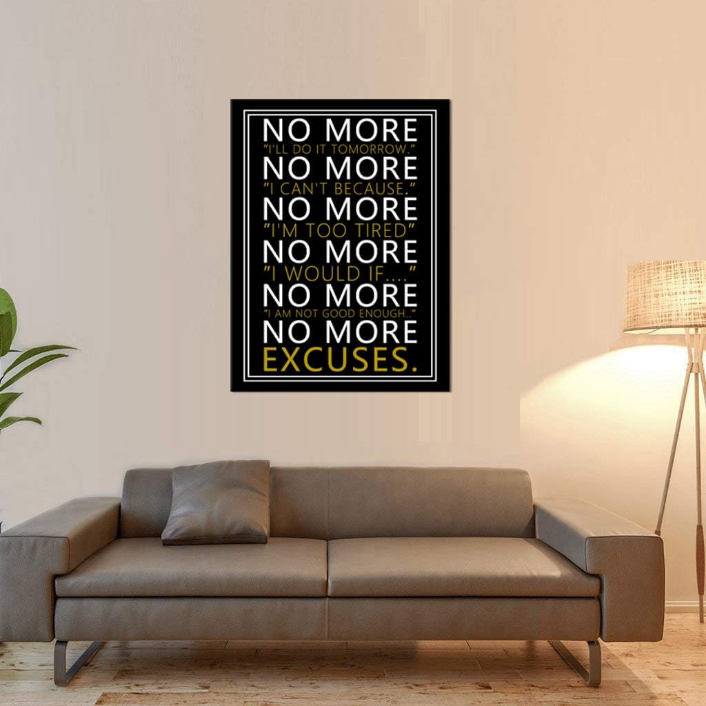 WYJZDZQ8 No More Inspirational Wall Art Motivational Poster for Office Inspiring Positive Canvas Prints Artwork Modern Home Decor Painting Pictures Stretched and Framed Ready to Hang [30''Wx 40''H]