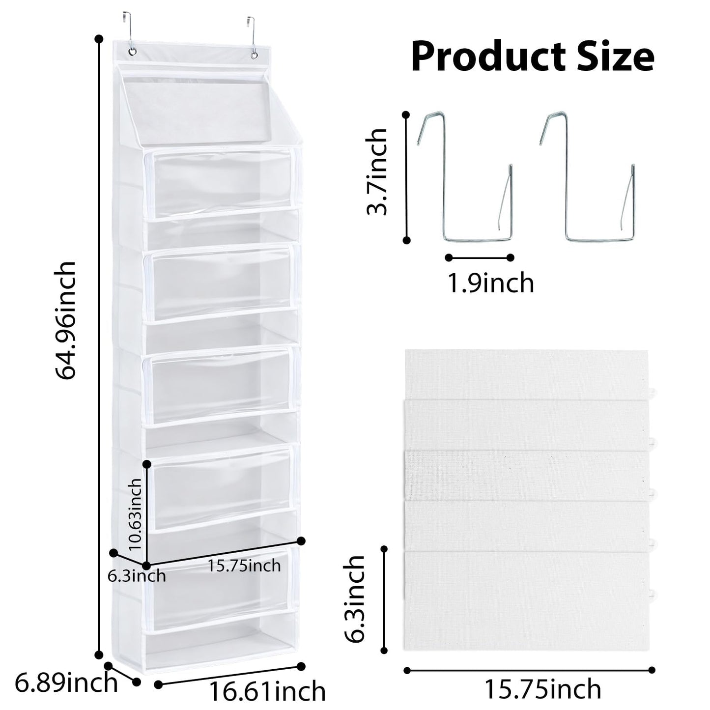 Bounlgsr 6 Large Hanging Yarn Storage Organizer with Double Zippers,10 Side Pockets, Large Capacity Knitting Needle Organizer, Over Door Yarn Organizer for Knitting Needles and Yarn