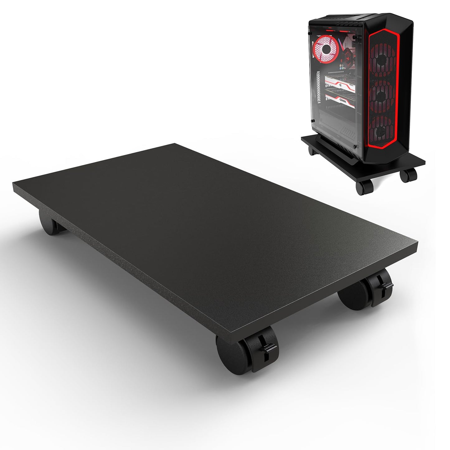 WEGASTU CPU Stand、Computer Tower Stand、Mobile CPU Holder with 4 Caster Wheels Fits for PC、Printer、Most Computer Tower、Office、Home、Planter Caddies、Dog Bowl Stand (Black)