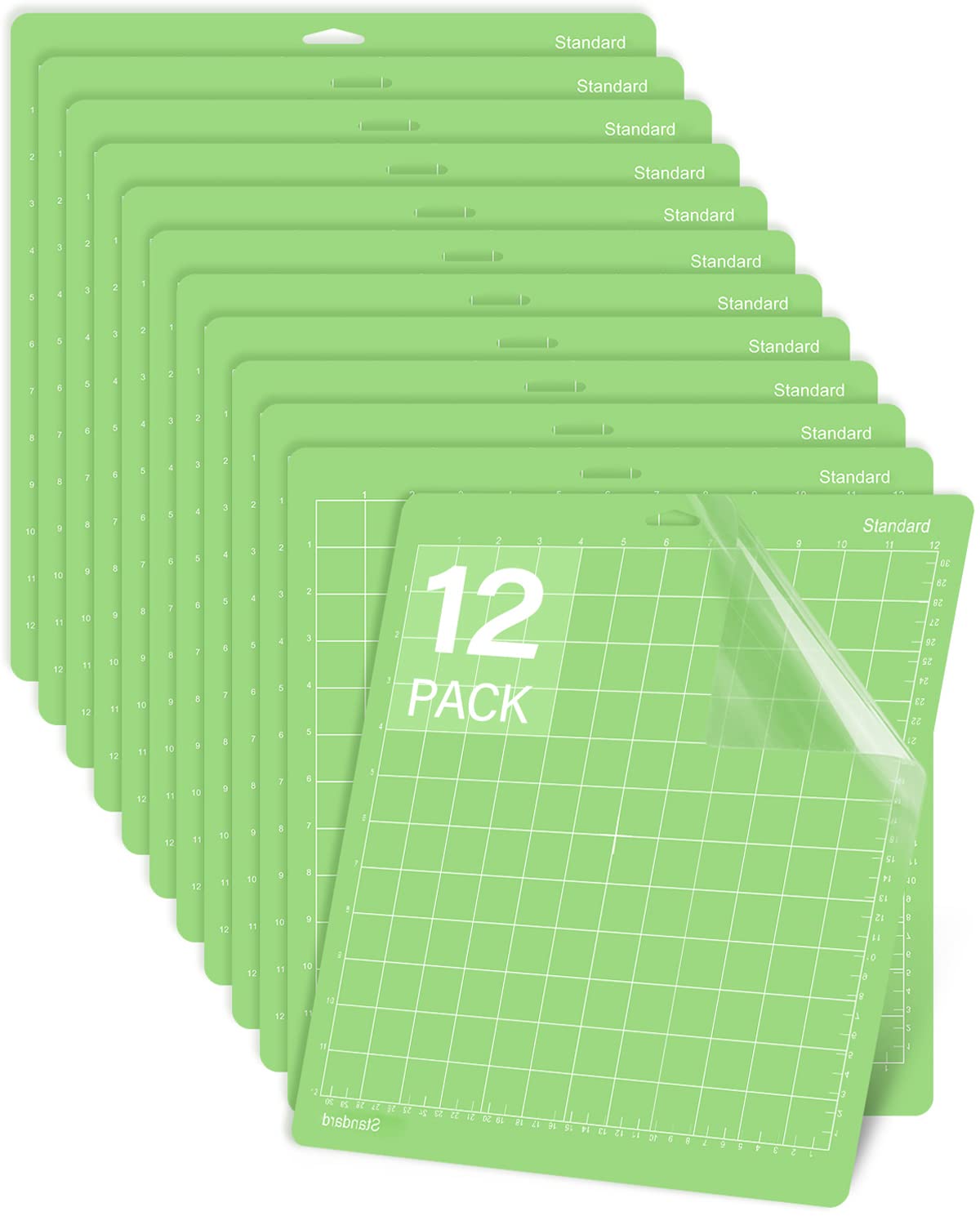 Gwybkq Cutting Mat, Compatible With Maker 3/Maker/Explore 3/Air 2/Air/One 12 Pack 12x12 Cut Mats Replacement Accessories Adhesive Sticky Green Cricket Standard Card