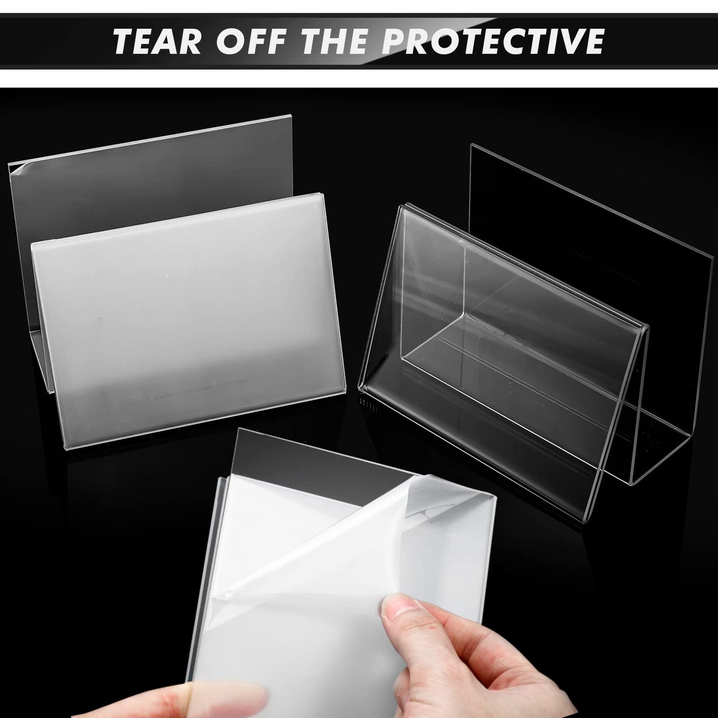 Crtiin 3 Pcs Clear Acrylic Postcard Display Holder Business Card Holder Greeting Card Display Clear Business Stand Rack for Index Organizer Desk Table Home Office, 6 x 4.25 x 4.5 Inches