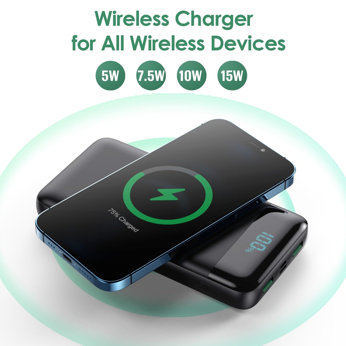 Wireless Portable Charger 30,800mAh,15W Wireless Charging USB C Power Bank,25W PD QC 4.0 Fast Charging 4 Outputs Travel Essentials Battery Pack Compatible with iPhone 17/16/15/14/13/12,Galaxy,Android
