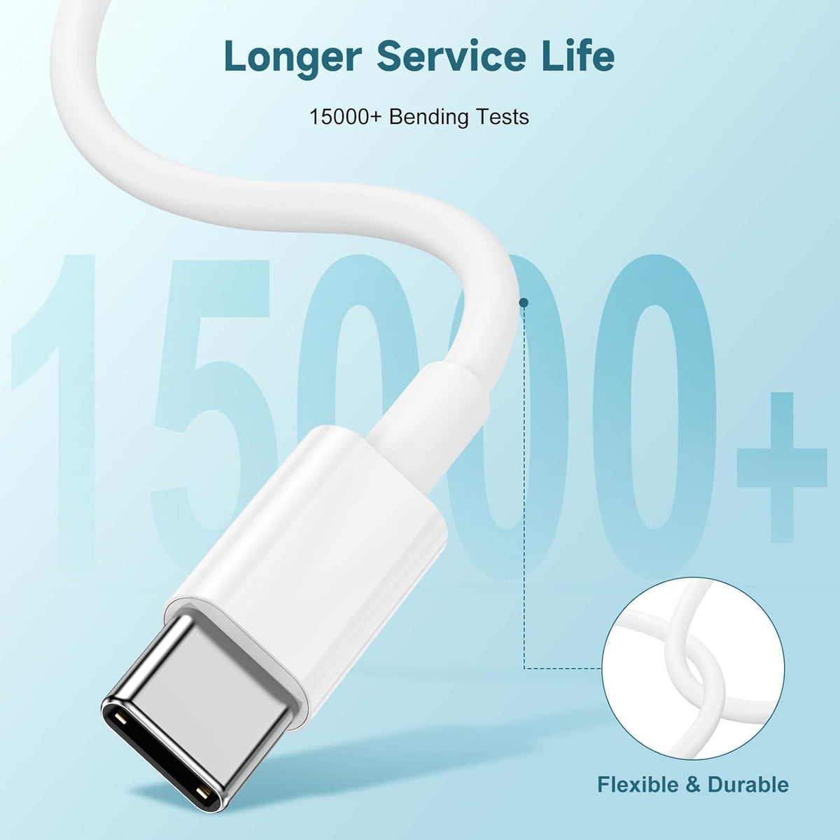 60W USB C to USB C Cable [3Pack] iPhone 16 15 Fast Charging Cable,6ft Long USB-C to USBC Power Cord for iPhone 16/15 Pro Plus Pro Max, MacBook Pro Air/IPad/iPad Pro 12.9/11,AirPods 4(White)