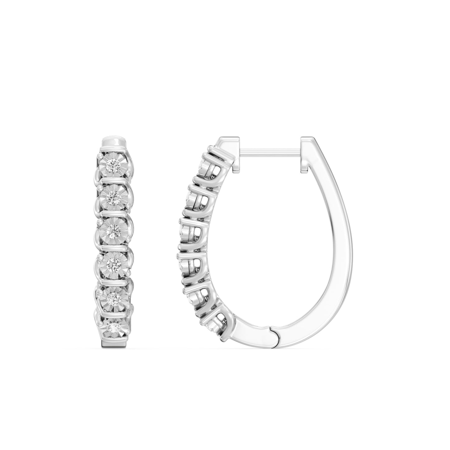 Gilded 1/10 ct. T.W. Lab Diamond (SI1-SI2 Clarity, F-G Color) and Sterling Silver Hinge Hoop Earrings