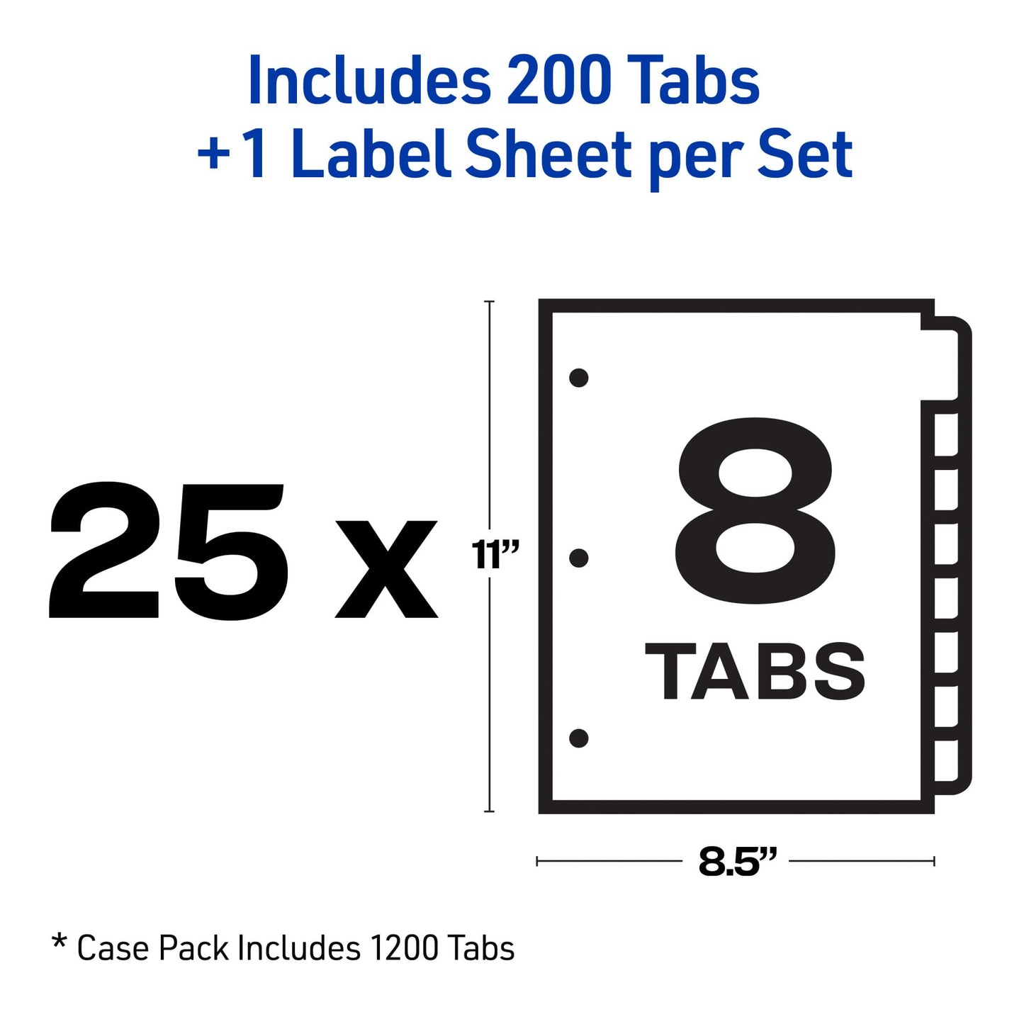 Avery 8-Tab Binder Dividers, Easy Print & Apply Clear Label Strip, Index Maker, White Tabs, 25 Sets (11447)
