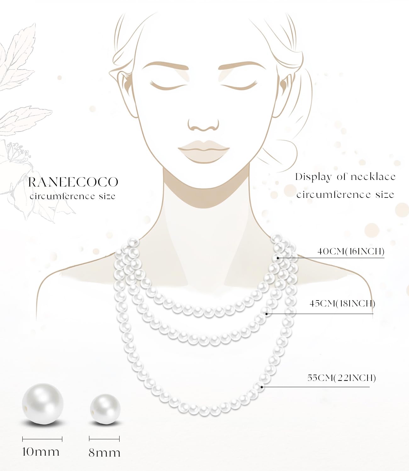Raneecoco HYPER LUSTER Sterling Silver 10mm White Round Simulated Pearl Necklace for Women | Dainty 16 inch Pearl Choker Necklace | Gift Ready for Wedding