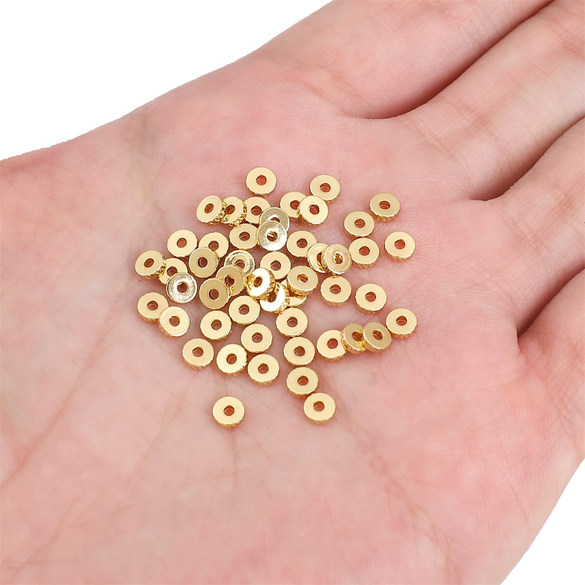 BEADIA 14K Gold Plated Disk Spacer Beads 4x1.2mm 50pcs for Jewelry Making Findings Non Tarnish