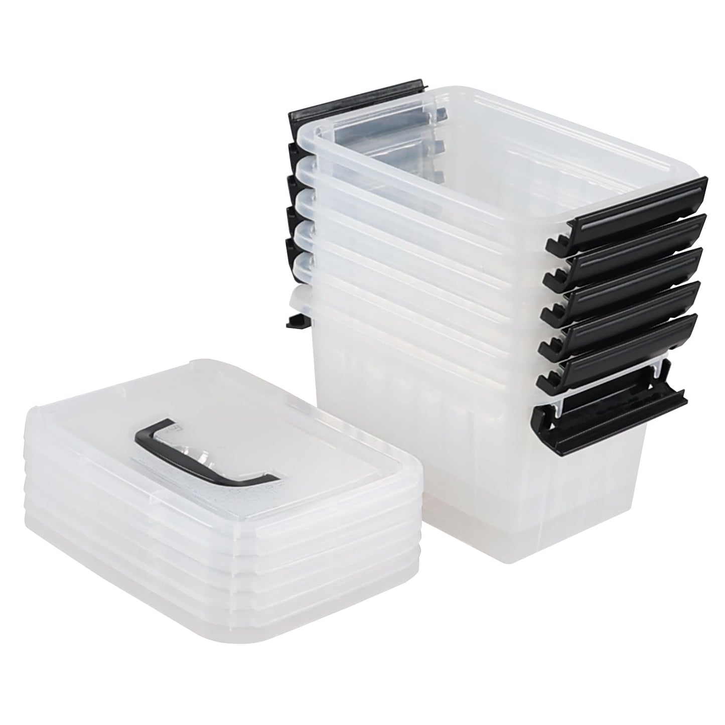 Anbers 3 Quart Small Clear Storage Box with Lid, Set of 6