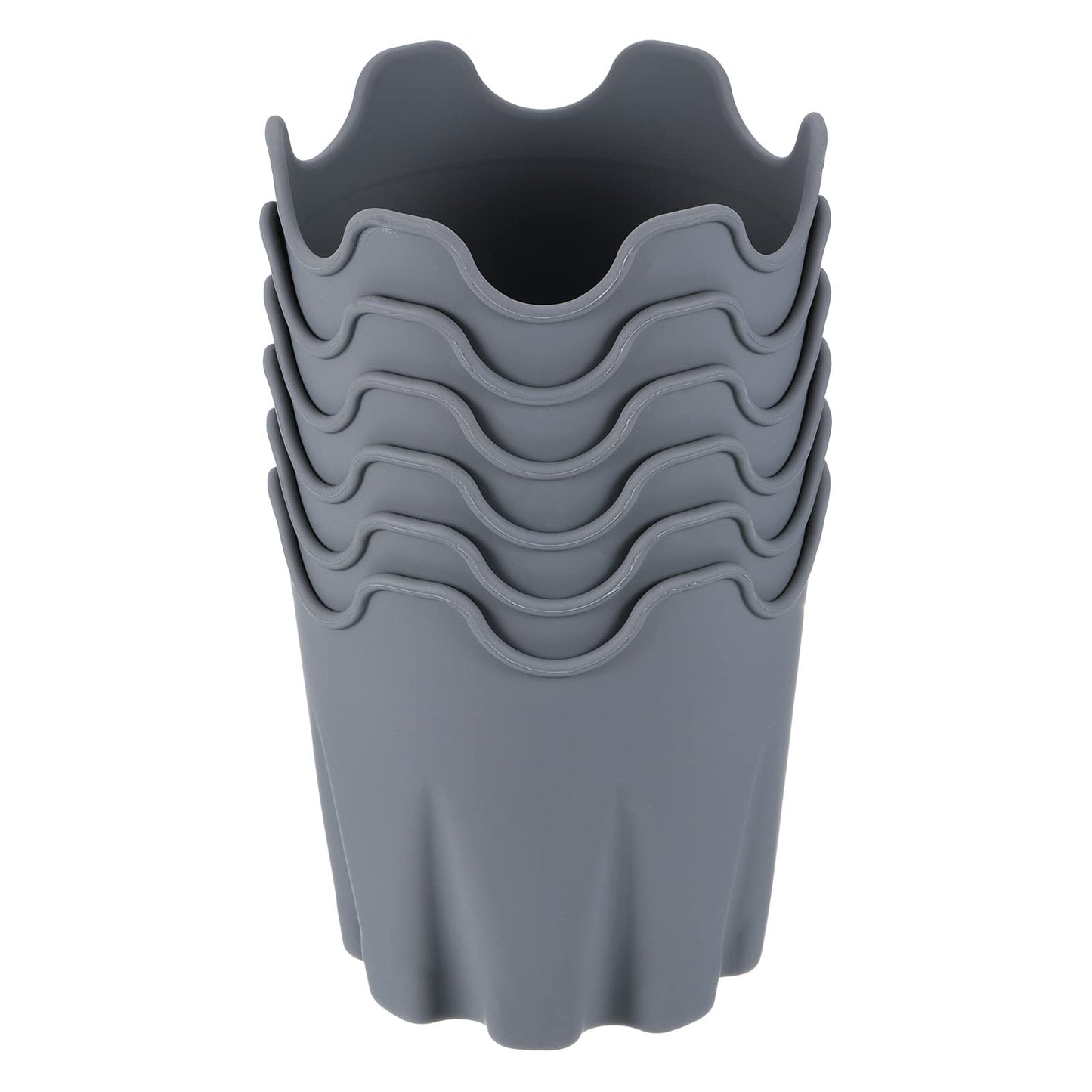 PATIKIL Silicone Plant Pot 4", 6 Pack Round Flower Planter Decorative Container for Indoor Outdoor Gardening, Gray
