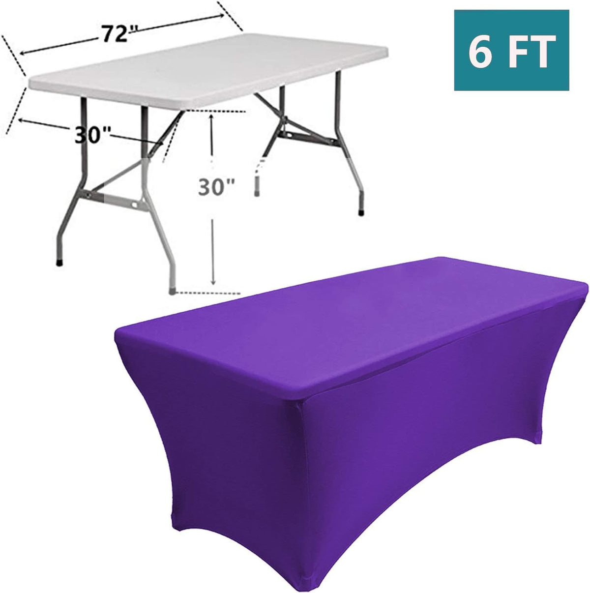 RELIANCER 1 Pack Stretch Spandex Table Covers for Rectangular Tables,6FT Elastic Fitted Tablecloth,Universal Rectangular Table Cloth Protector for Outdoor Party,Wedding,Bar,Birthday,Banquet,Events