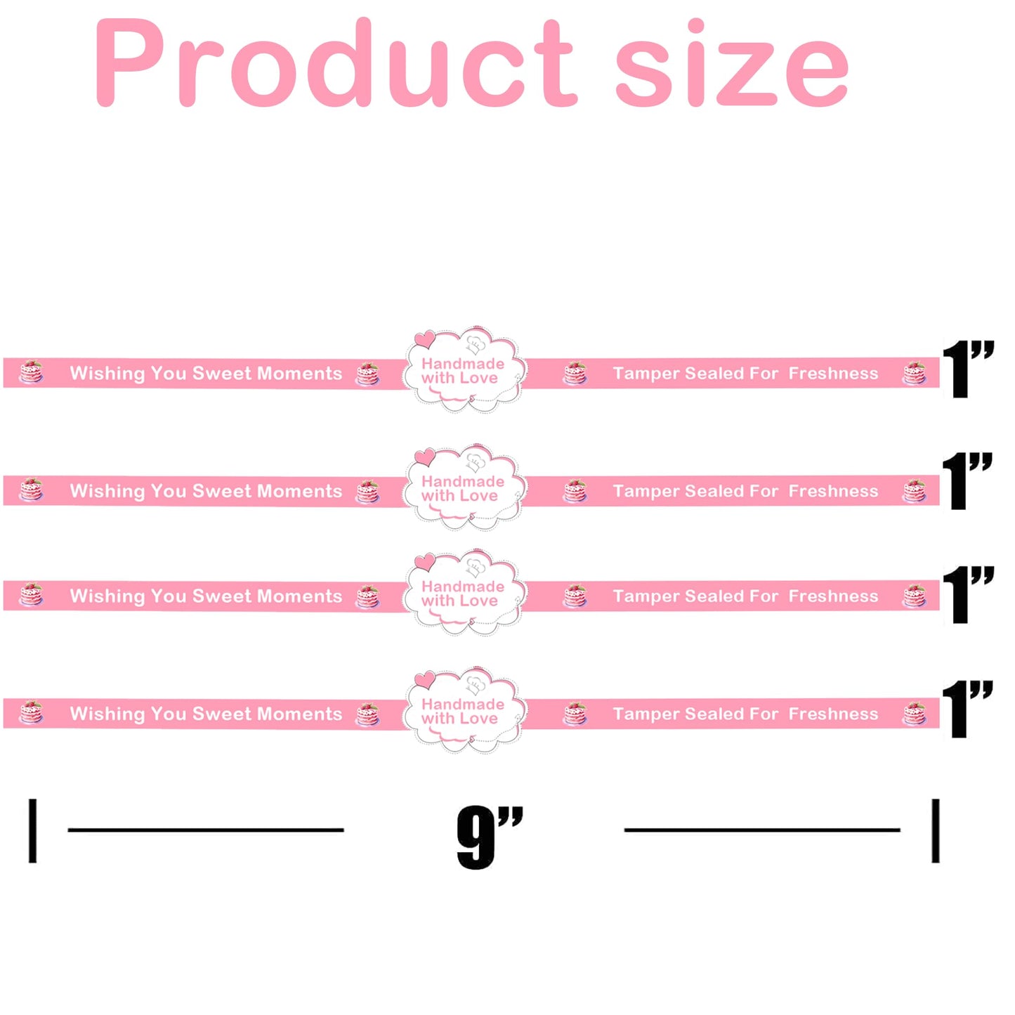 Food Retail Package Seal Labels,9x1 Inch Safe Secure Tamper Evident Labels,Tamper Resistant Stickers,Baking Gift Box Stickers for Handmade Baking Craft Arts,Hand Made Sticker 500 Pcs (500 pcs)