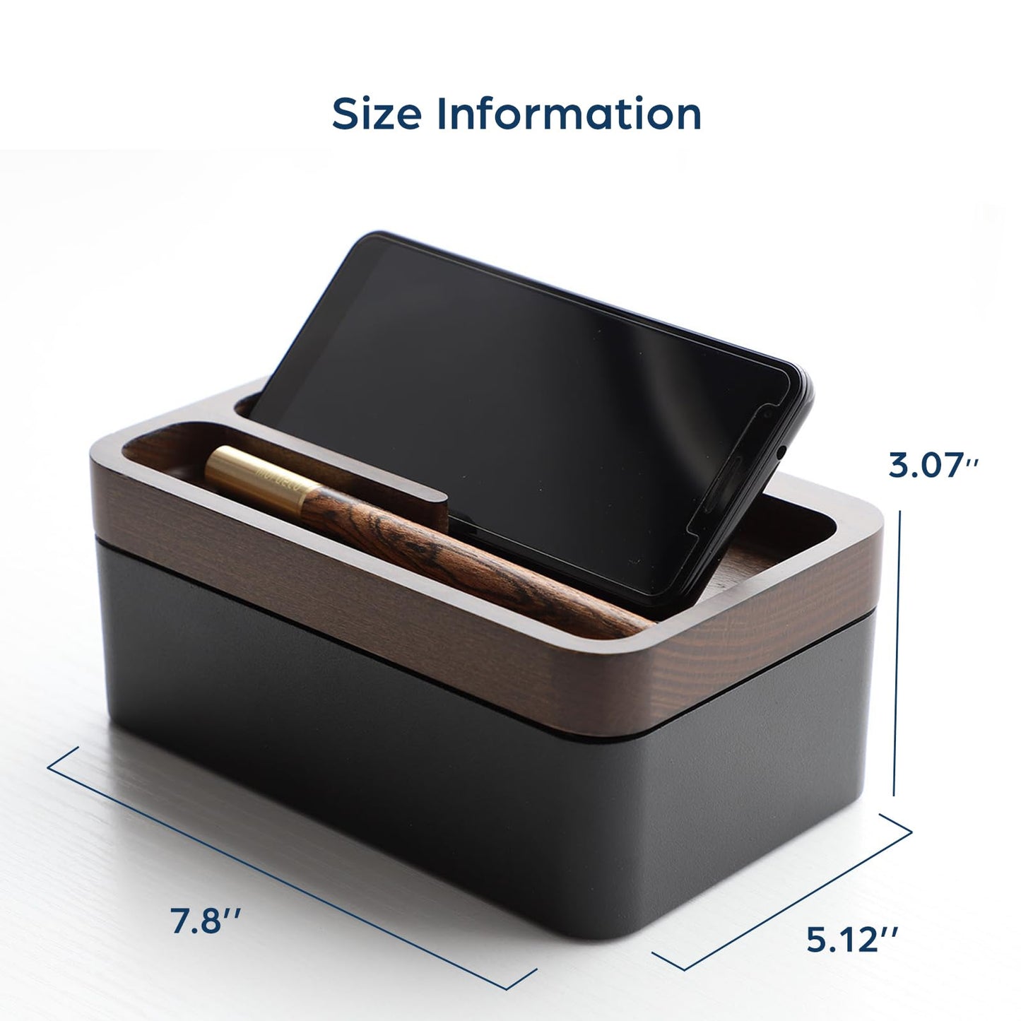 mordeco Revov Tray Box, EDC Valet Tray Box with Authentic Wood Magnetic Rotating Lid, Office Table, EDC Gear Organizer, Home Office, Desk Accessories (Black)
