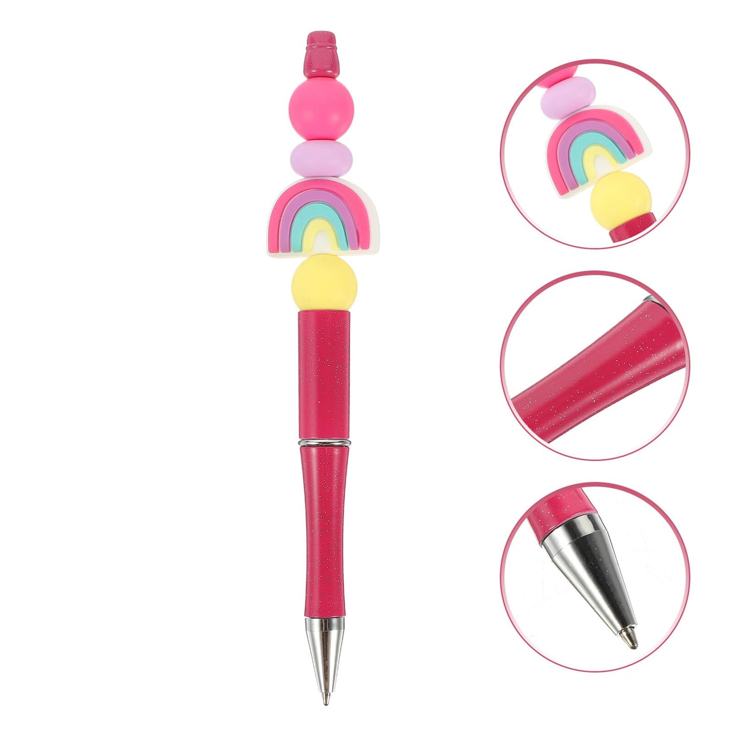 GARIOUANS Beadable Ballpoint Pen with Silicone Beads Medium Smooth Writing Office and Household Adult Pen for Daily Use and DIY Craft Kits
