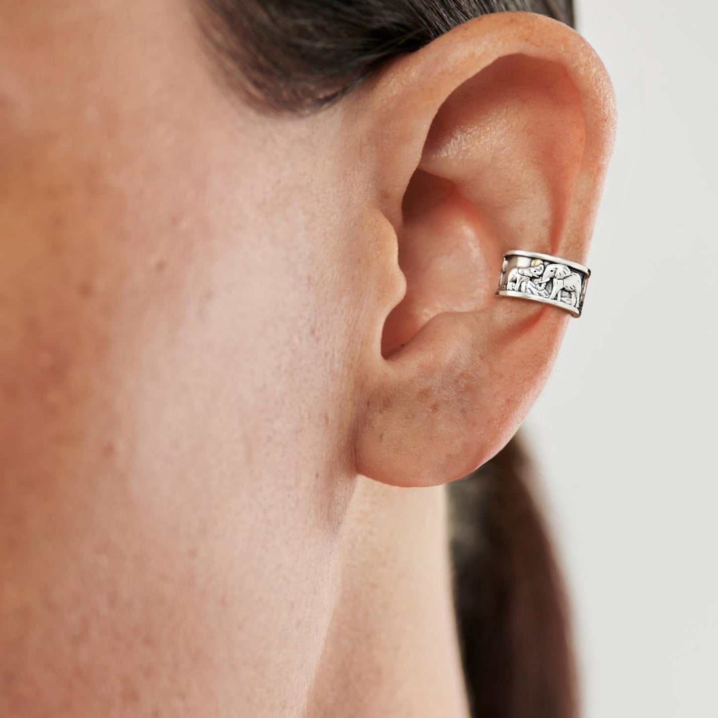 Ear Cuff 925 Sterling Silver Elephant Cuff Earrings Hypoallergenic Ear Cuffs Non Piercing Earring Cartilage Cuff Earring Elephant Clip On Cuff Earring for Women