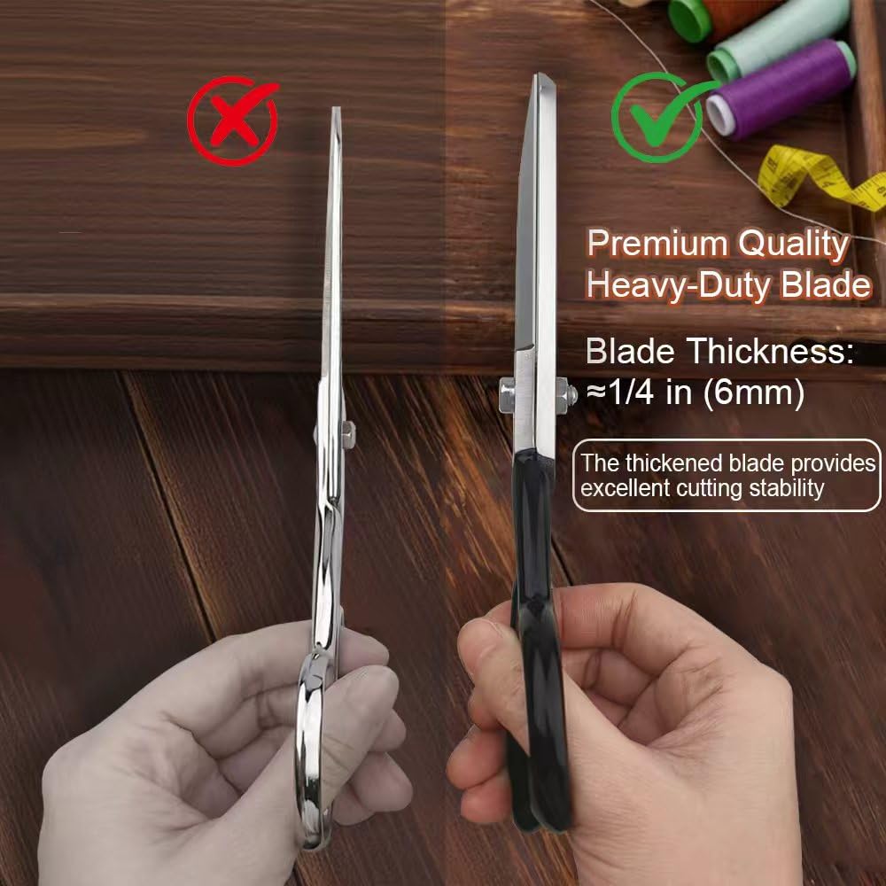 Professional Thickened Heavy-Duty Fabric Scissors, 8" Stainless Steel Tailor Sewing Scissors, Precision Blade With Protective Cover, For Leather, Denim, Cloth.etc (8-Inch (6 mm thickened blade))