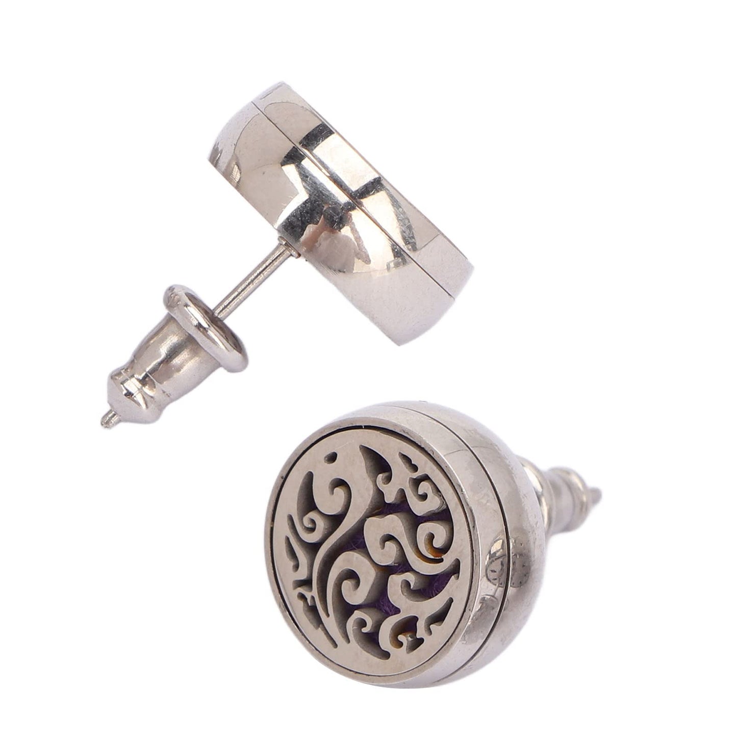 Essential Oil Stud Earrings, Stylish Round Essential Oil Diffuser Earrings Aromatherapy Lightweight Lasting for Home for Women (EH290-5)