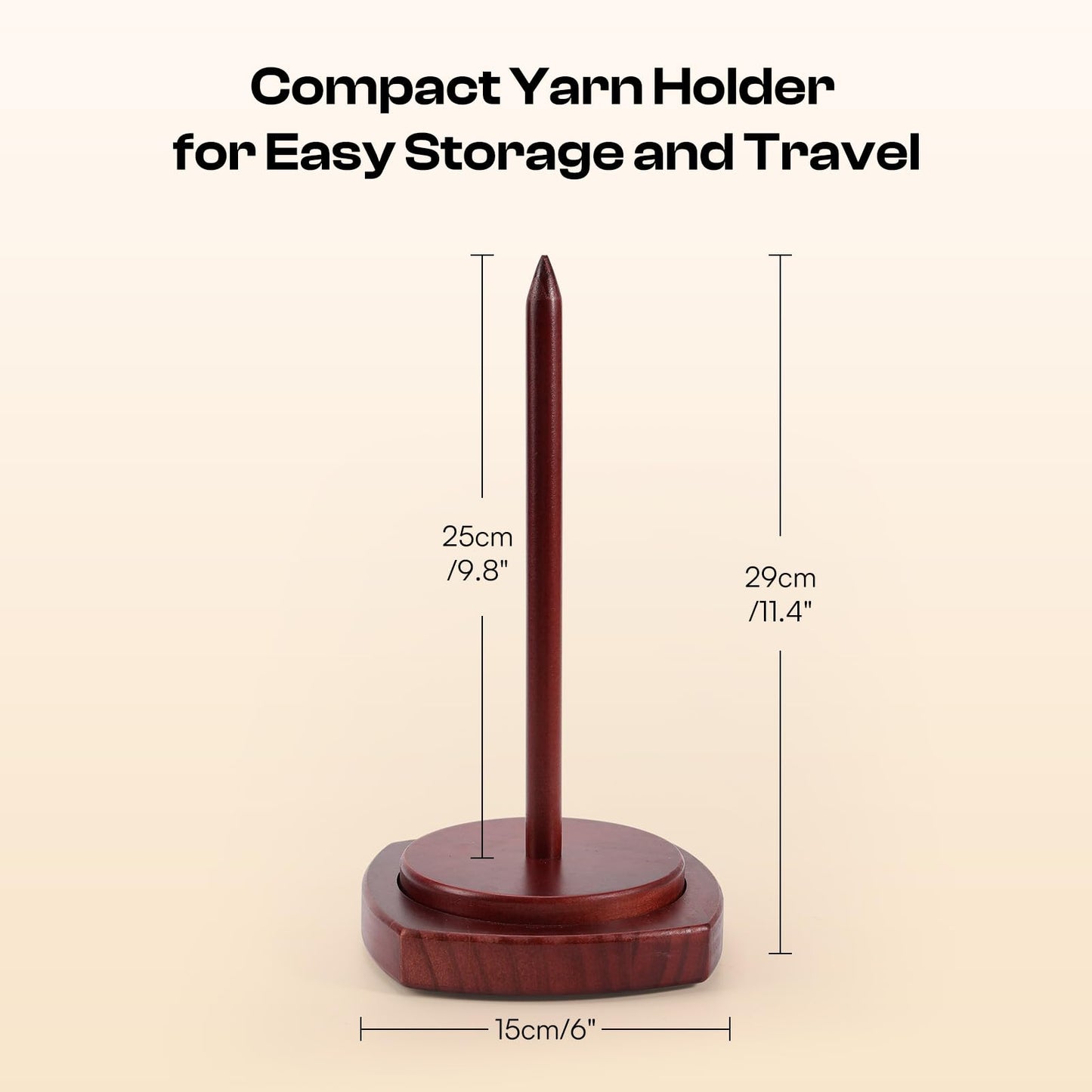 Caydo Wooden Yarn Holder for Knitting and Crocheting, Easy Install and Operate Yarn Spinner Holder, Yarn Spinner with Yarn Storage, Perfect Crochet Gift for Craft Enthusiasts - Brown