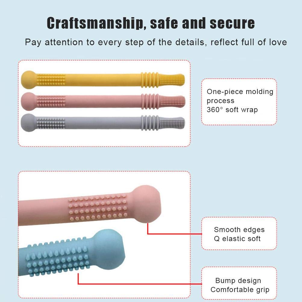 Stylebest Hollow, Silicone Baby Teething Toys Chew Straw for Infants 0-6 Months, with Soft Massage Teeth and BPA Food Grade Material (Mixed Color)