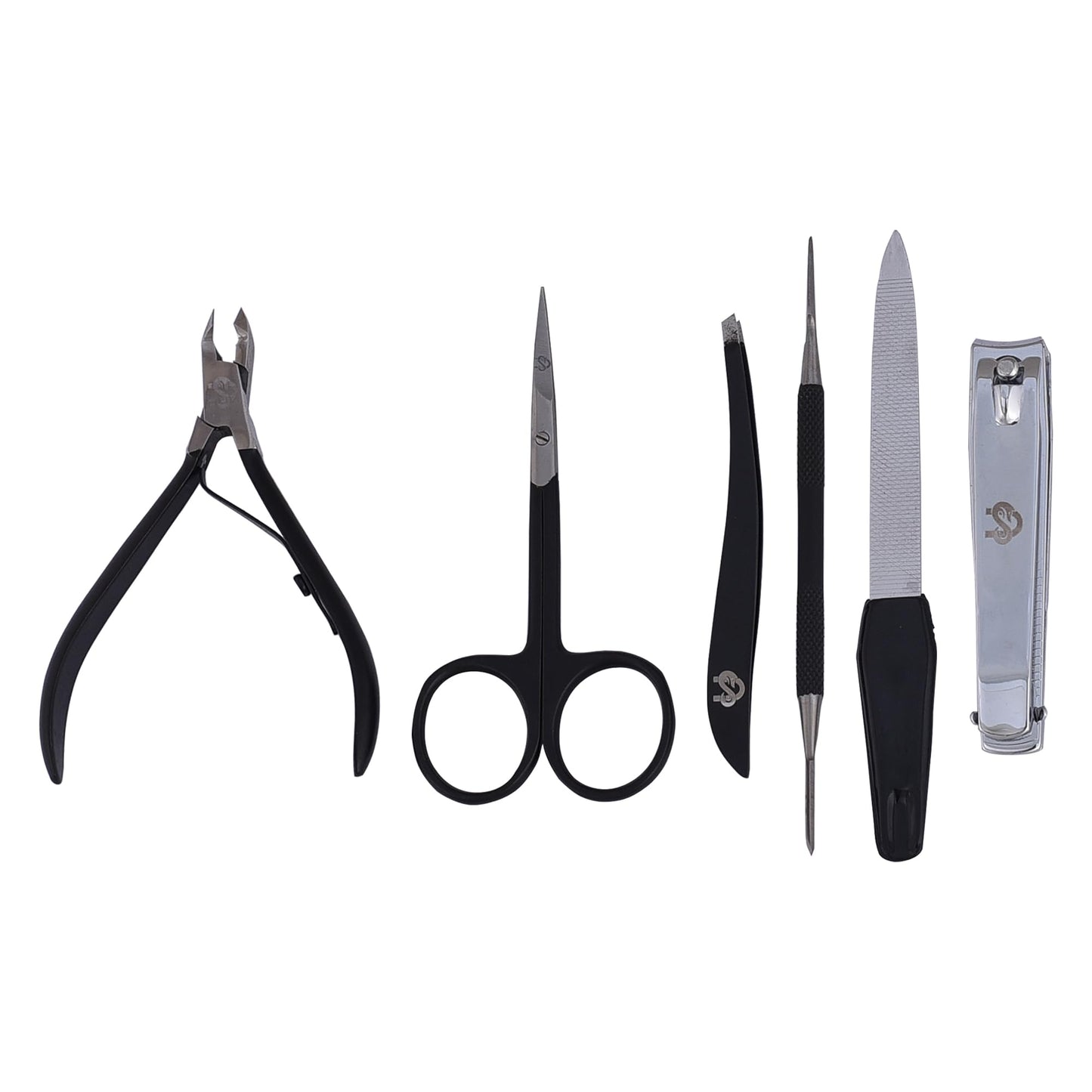 Professional Manicure Pedicure Set – Nail Clippers Kit with Cuticle Trimmer, Nail File, Scissors & Grooming Tools in Portable Travel Case for Men & Women - Black