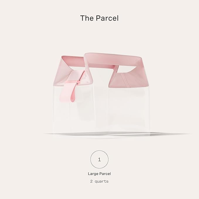 Cadence Parcel - Clear Kit with Magnetic Closure - Durable and Leak-Resistant Travel Toiletry Kit - Modular Design - Hygiene Bag for Travel Essentials - 2 Qt - Rose