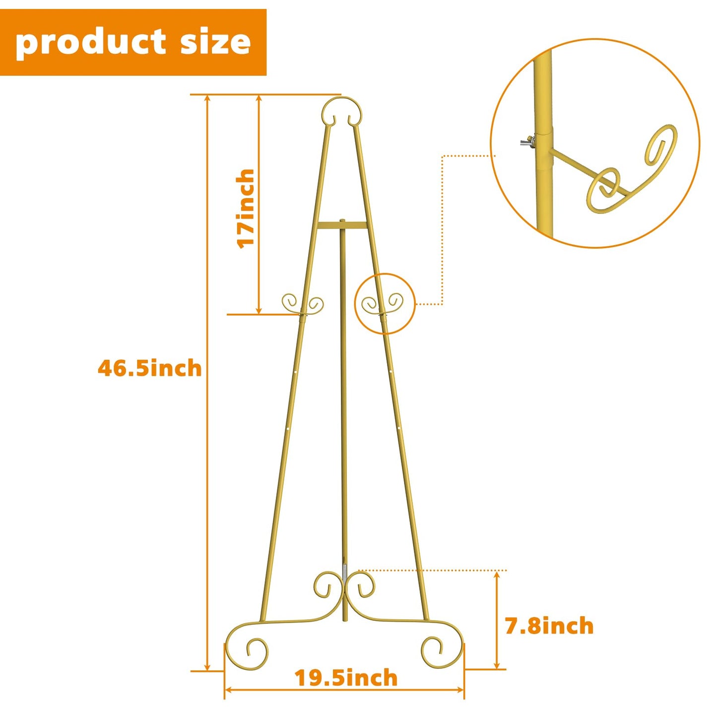 Gold Easel Stand for Sign,Adjustable Easel Dispaly Stand, Metal Easels for Dispalying Pictures,Easels for Wedding Poster Holder,Display Stand with Chain Support