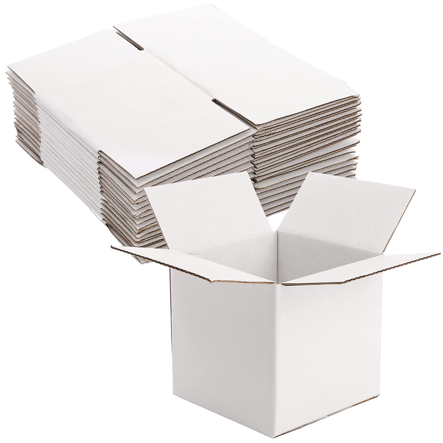 Peohud 40 Pack Small Shipping Boxes, 4 x 4 x 4 Inches White Corrugated Cardboard Box, Mailing Box for Shipping, Packing Storage, Gift Box, Recyclable