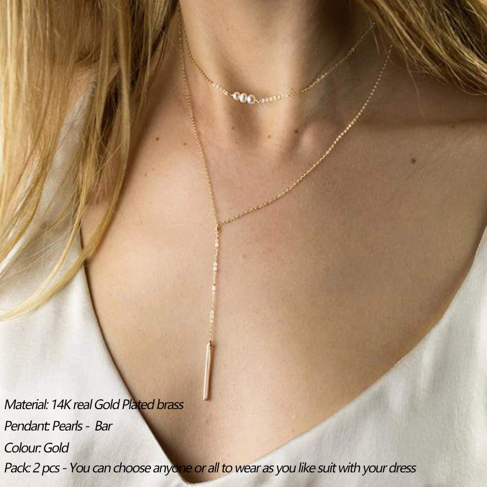 Turandoss Pearls Choker Necklace Bar Necklaces Women Choker Multilayer Choker Necklaces for Women