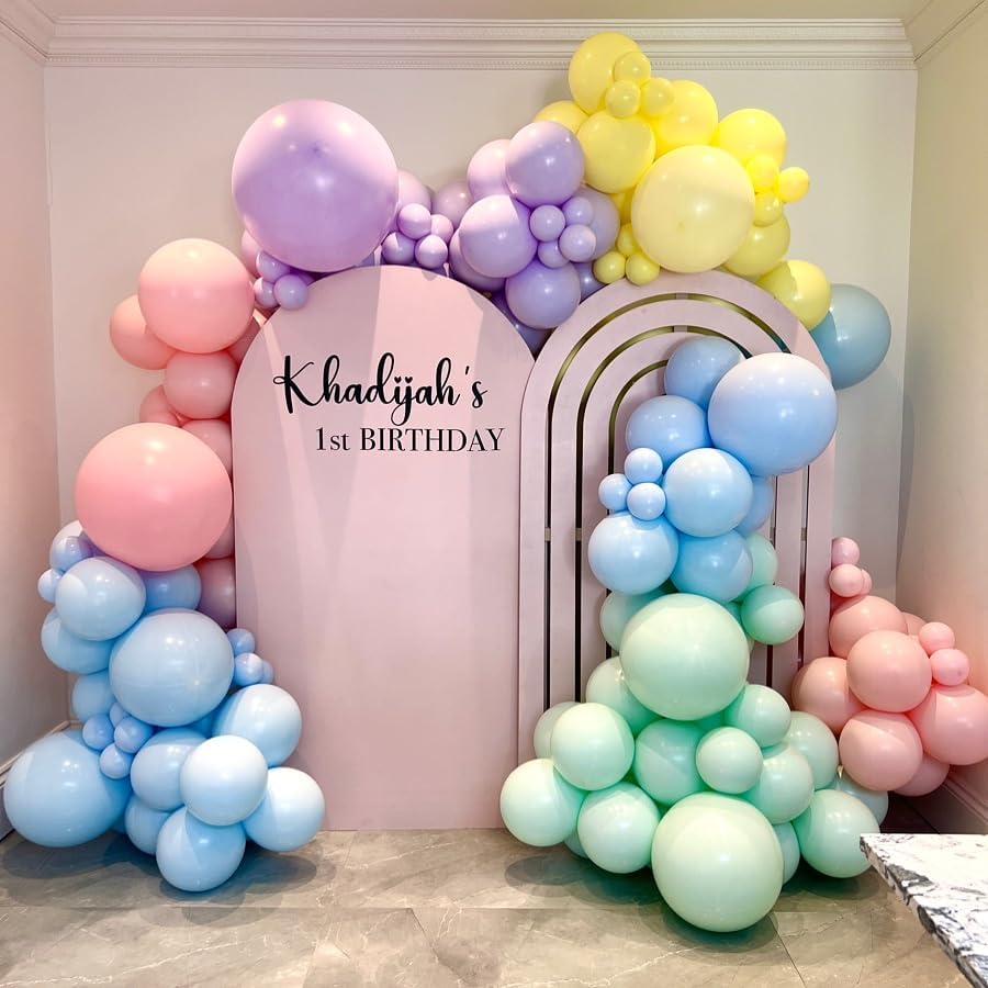 Pastel Rainbow Balloon Arch Kit, 162 Pcs – Macaron Assorted Colorful Latex Balloons for Baby Shower, Wedding, Birthday & Easter Party Decorations