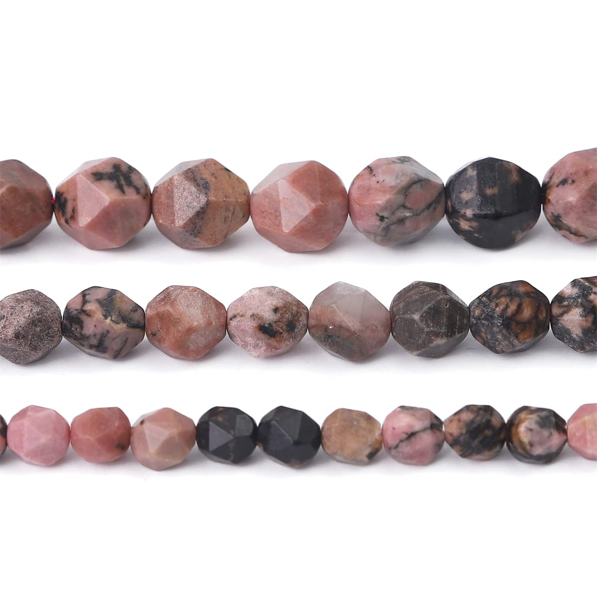 BEADIA Faceted Natural Rhodochrosite Stone Round Beads 8mm 36cm/Strand for Jewelry Making