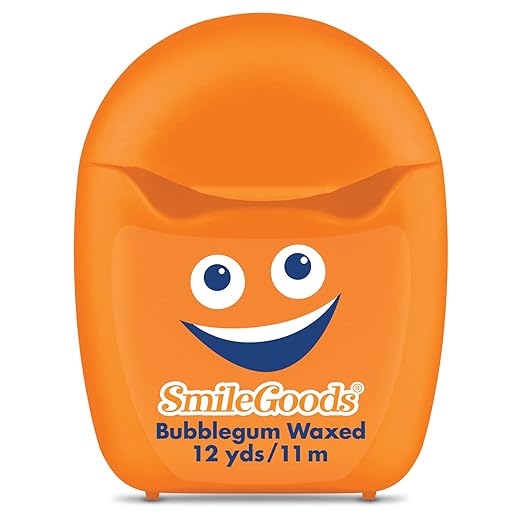 Practicon SmileGoods Cuties Bubblegum Waxed 12 Yard Dental Floss, Mini Sample Size Floss for Giveaways, Travel, Kids, Adults, Patients, Assorted Bright Colors with Display Canister, Bulk 72 Pack