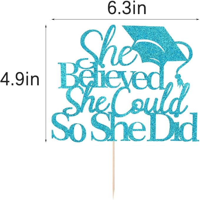 She Believed She Could Graduation Cake Topper