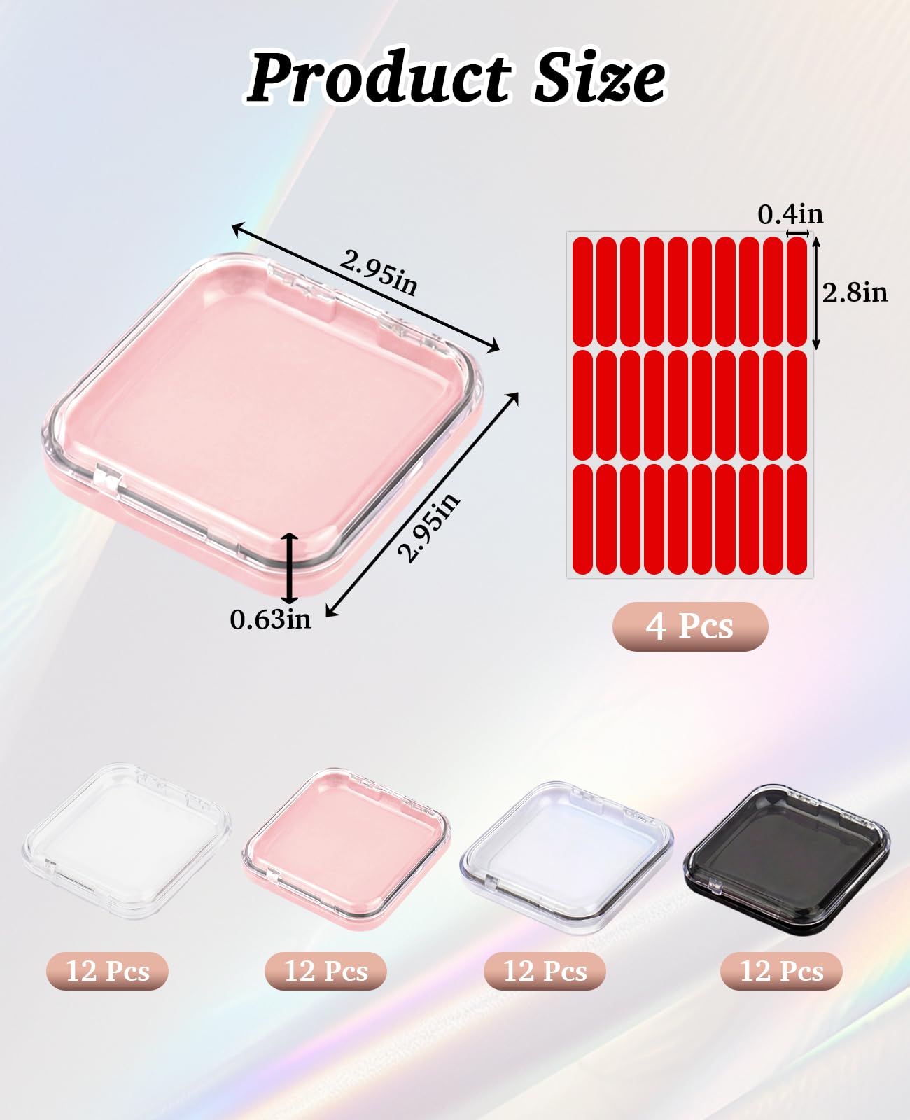 PASDUCHAS 48 Pcs Nail Boxes for Press Ons, Fake Nail Storage Case Packaging Container with 120 Adhesive Double Sided Tape