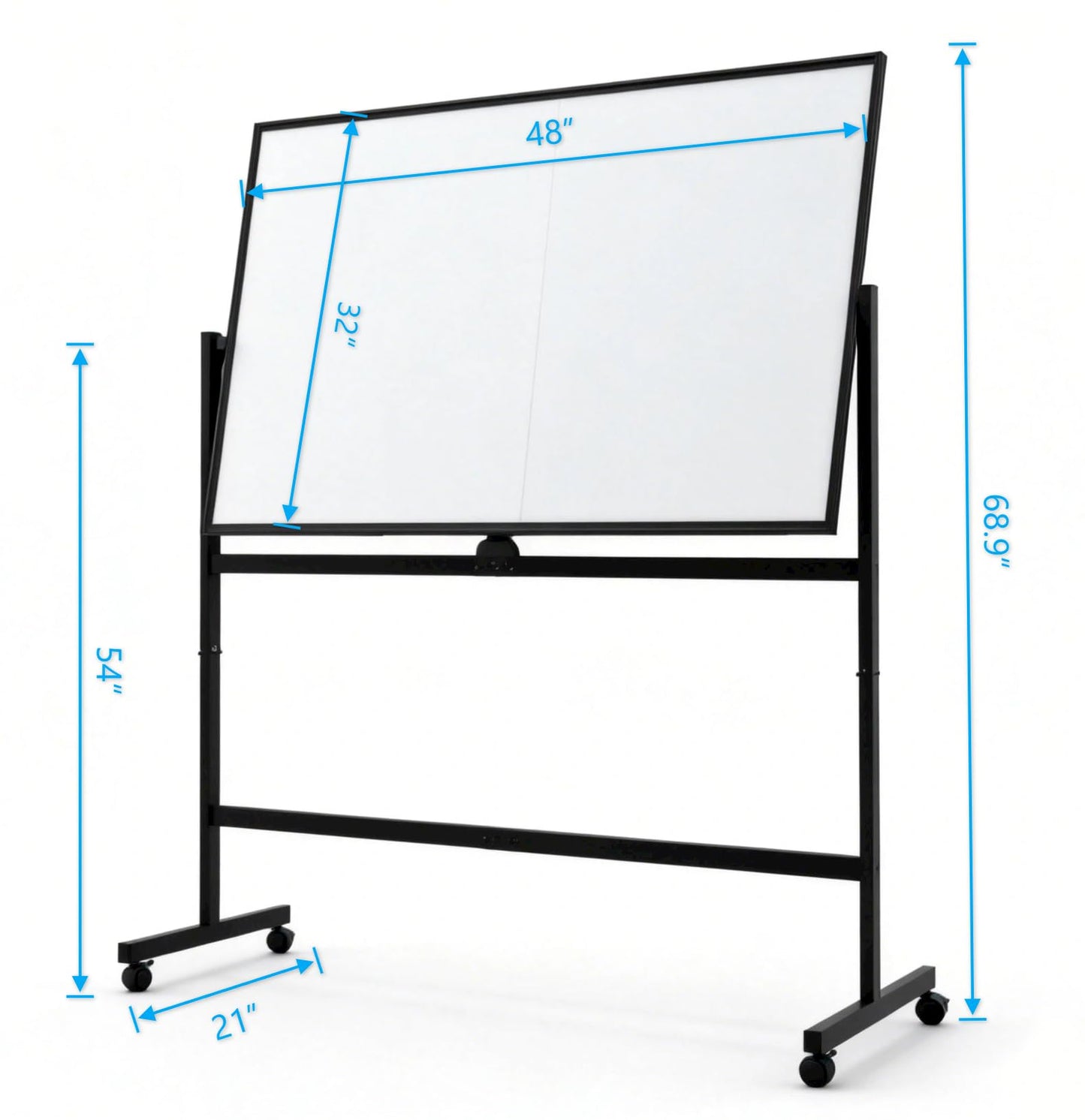 A AIRLLEN Rolling Whiteboard - 48x32 Double Sided Magnetic Dry Erase Board with One-Click Flip Button, Mobile Standing White Board for Teaching, Brainstorming & Office Presentations