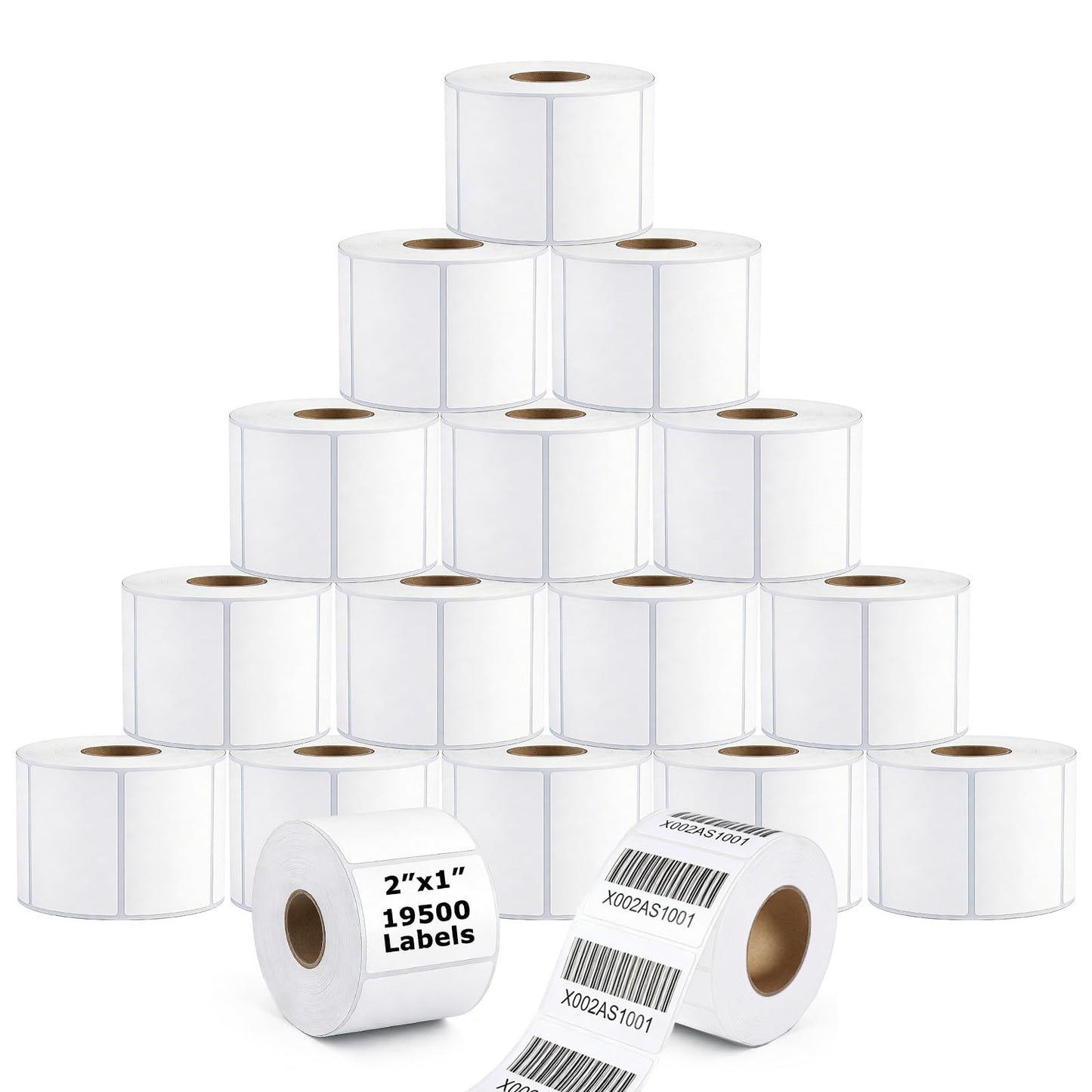 Volokitx 15 Rolls 2"x1" Direct Thermal Labels, 1300 Labels/Roll (19500 Labels), Self-Adhesive Address Barcode Sticker Label Rolls, Compatible with Zebra, Rollo, Munbyn & Most Thermal Printers