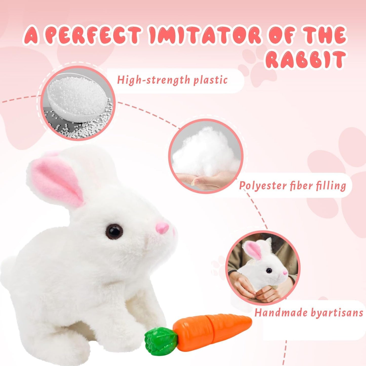 UVAAKZ Bunny Stuffed Animal Plush, Interactive Electronic Pet Hopping Bunny Toy, Realistic Stuffed Bunny Rabbit for Kids (#Brown)