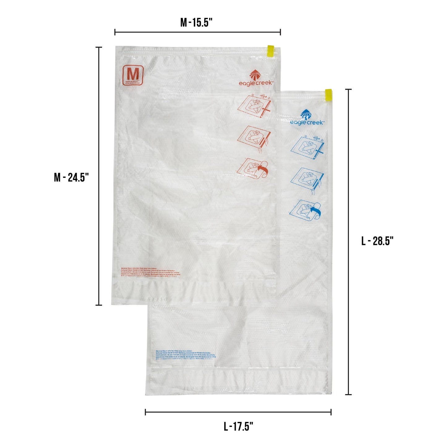 Eagle Creek Pack-It Compression Bags for Travel Set - Featuring One-Way Pressure Valve & Zip - For Efficient Travel Bag Packing - Water Resistant - Clear - Medium/Large
