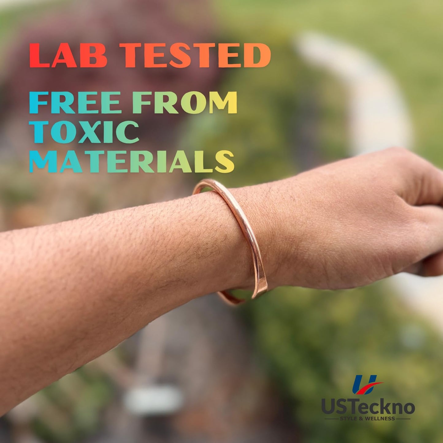 USTeckno Hand Forged 100% Pure Copper Bracelet. Made with Premium Solid High Gauge Copper and Health benefits. Enhance your well-being in style
