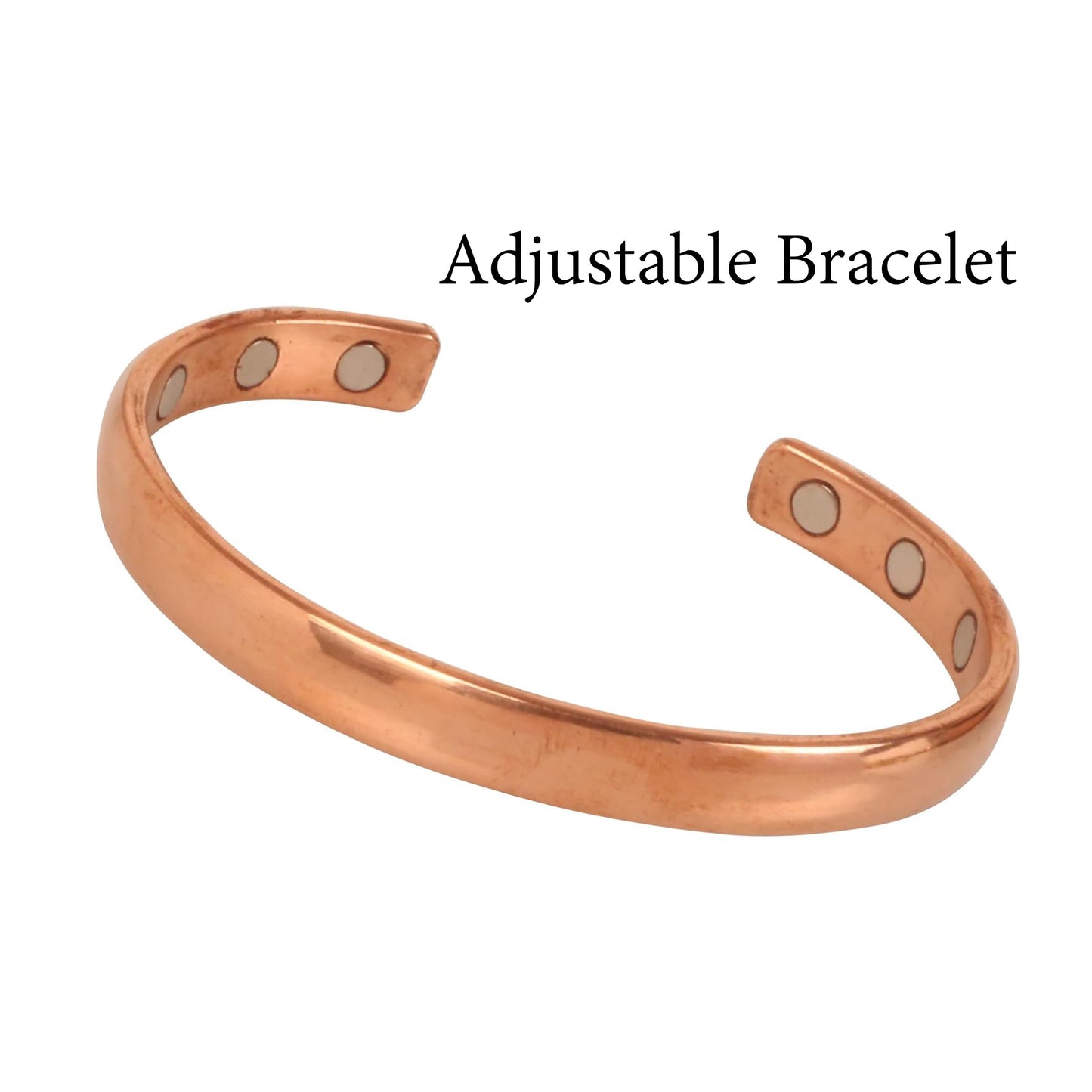 Touchstone Indian Handcrafted Pretty Tapered Pattern Triple Magnet Hand Forged With Solid And High Gauge Minimalistic Elegance Pure Copper Bracelet In Natural Tone.